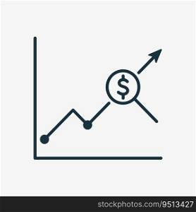 Business and Finance Analysis Line Icon. Graph, Dollar Symbol, Magnifying Linear Icon. Economy concept. Editable stroke. Vector illustration.. Business and Finance Analysis Line Icon. Graph, Dollar Symbol, Magnifying Linear Icon. Economy concept. Editable stroke. Vector illustration