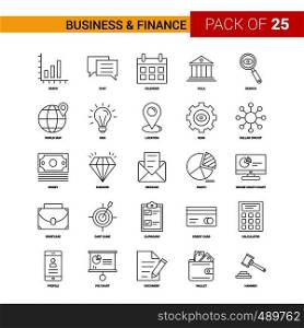 Business and Finance Black Line Icon - 25 Business Outline Icon Set