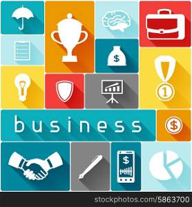 Business and finance concept from flat icons in shape. Business and finance concept from flat icons in shape.