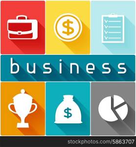 Business and finance concept from flat icons in shape. Business and finance concept from flat icons in shape.