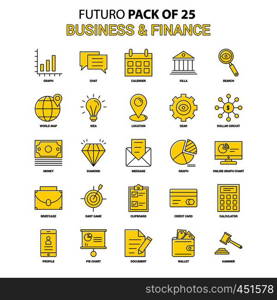 Business and Finance Icon Set. Yellow Futuro Latest Design icon Pack