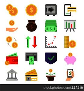 Business and finance icons set. B2c and b2b symbols. Pictures of money and coins. Finance money, coin and cash currency. Vector illustration. Business and finance icons set. B2c and b2b symbols. Pictures of money and coins