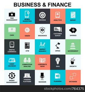 Business and Finance icons set vector