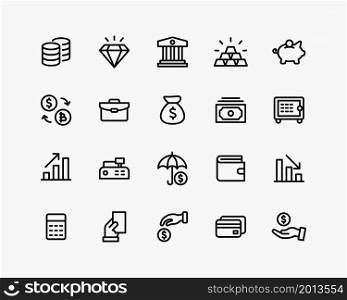 business and finance icons vector line style