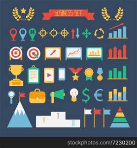 Business and finance infographic design elements. Set of vector target icons. Illustration in flat style.