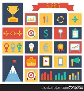 Business and finance infographic design elements. Set of vector target icons. Illustration in flat style.
