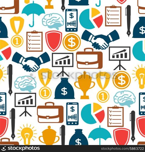 Business and finance seamless pattern from flat icons. Business and finance seamless pattern from flat icons.