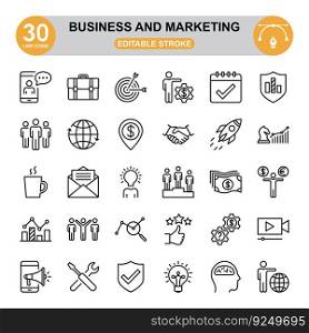 Business And Marketing Icon Set. Editable Stroke