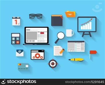 Business and Office Flat Icons Vector Ilustration