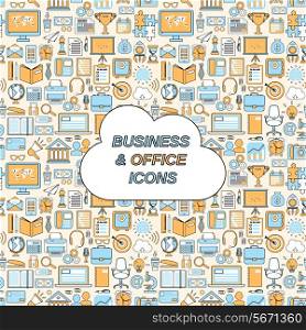 Business and office icons seamless pattern vector illustration