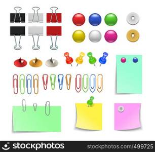 Business and office supplies in realistic style isolated on white. Business and office supplies
