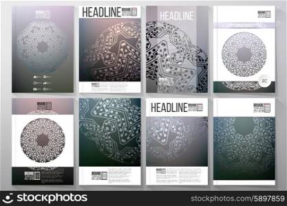 Business and scientific vector templates with abstract microchip background for brochures, flyers or reports.