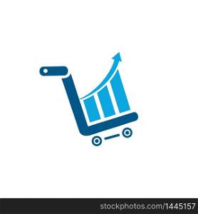 Business and Stock market logo design. Vector illustration of the bar diagram inside the shopping cart.