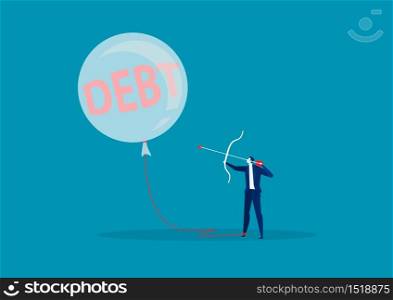 business Archery balloon debt metaphor of financial freedom. vector