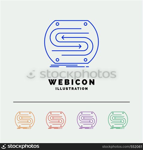 business arrow, concept, convergence, match, pitch 5 Color Line Web Icon Template isolated on white. Vector illustration. Vector EPS10 Abstract Template background