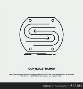 business arrow, concept, convergence, match, pitch Icon. Line vector gray symbol for UI and UX, website or mobile application. Vector EPS10 Abstract Template background