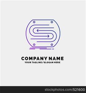 business arrow, concept, convergence, match, pitch Purple Business Logo Template. Place for Tagline. Vector EPS10 Abstract Template background