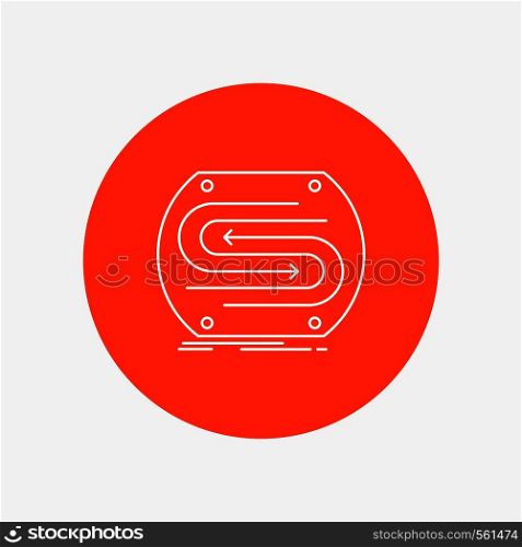 business arrow, concept, convergence, match, pitch White Line Icon in Circle background. vector icon illustration. Vector EPS10 Abstract Template background