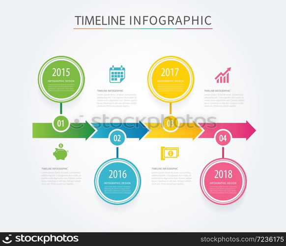 Business arrows timeline infographic background template with 4 data ...