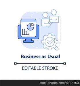 Business as usual light blue concept icon. Manage and maintain. Stage of merger abstract idea thin line illustration. Isolated outline drawing. Editable stroke. Arial, Myriad Pro-Bold fonts used. Business as usual light blue concept icon