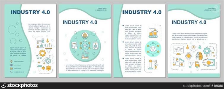 Business automation brochure template. Flyer, booklet, leaflet print, cover design with linear icons. Industry 4.0. Vector layouts for magazines, annual reports, advertising posters. Business automation brochure template