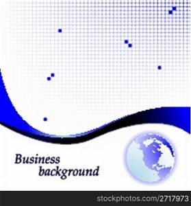 business background 4 with earth globe, squares and waves, abstract vector art illustration