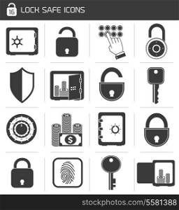 Business banking finance lock safe icons set of cash hand system padlock isolated vector illustration