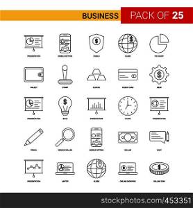 Business Black Line Icon - 25 Business Outline Icon Set