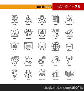 Business Black Line Icon - 25 Business Outline Icon Set