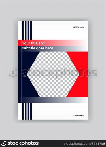 Business Book Cover Design Template. Good for Portfolio, Brochure, Annual Report, Flyer, Magazine, Academic Journal, Website, Poster, Monograph, Corporate Presentation. Place for photo. Vector.