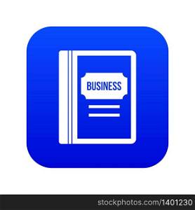 Business book icon digital blue for any design isolated on white vector illustration. Business book icon digital blue