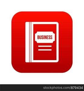 Business book icon digital red for any design isolated on white vector illustration. Business book icon digital red
