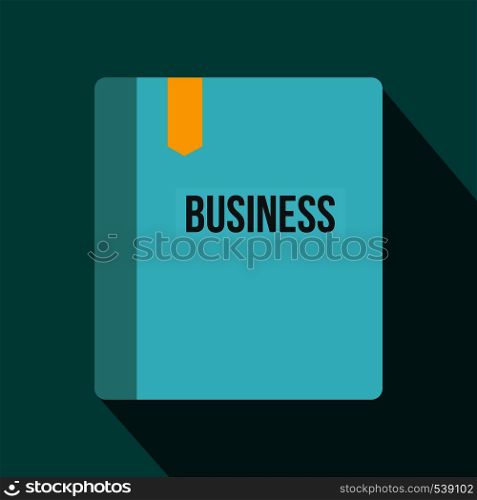 Business book with bookmark icon in flat style on a blue background. Business book with bookmark icon, flat style