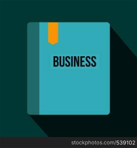 Business book with bookmark icon in flat style on a blue background. Business book with bookmark icon, flat style
