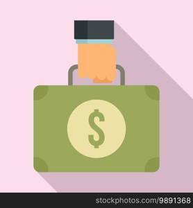 Business bribery money case icon. Flat illustration of business bribery money case vector icon for web design. Business bribery money case icon, flat style