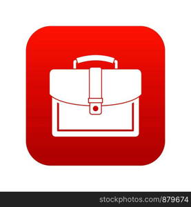 Business briefcase icon digital red for any design isolated on white vector illustration. Business briefcase icon digital red
