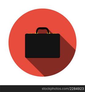 Business Briefcase Icon. Flat Circle Stencil Design With Long Shadow. Vector Illustration.