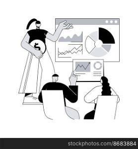 Business briefing abstract concept vector illustration. Teamwork task discussion, business strategy communication, hold a meeting, department manager, financial data report abstract metaphor.. Business briefing abstract concept vector illustration.