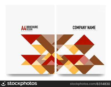 Business brochure cover layout, flyer a4 template. Business brochure cover layout, flyer a4 template. Triangle red and orange geometric design