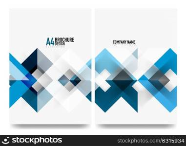 Business brochure cover layout, flyer a4 template. Business brochure cover layout, flyer a4 template. Triangle blue geometric design