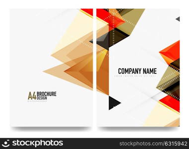 Business brochure cover layout, flyer a4 template. Business brochure cover layout, flyer a4 template. Triangle geometric design