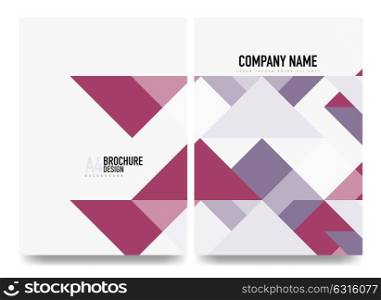 Business brochure cover layout, flyer a4 template. Business brochure cover layout, flyer a4 template. Triangle purple geometric design