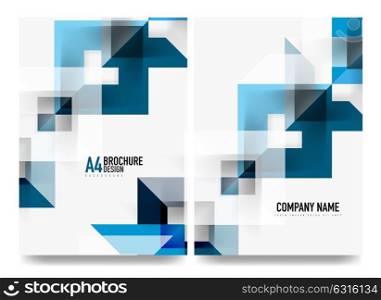 Business brochure cover layout, flyer a4 template. Business brochure cover layout, flyer a4 template. Triangle blue geometric design