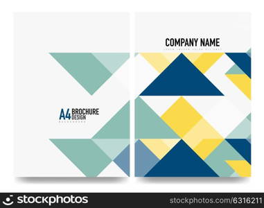 Business brochure cover layout, flyer a4 template. Business brochure cover layout, flyer a4 template. Triangle geometric design