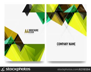 Business brochure cover layout, flyer a4 template. Business brochure cover layout, flyer a4 template. Triangle geometric design