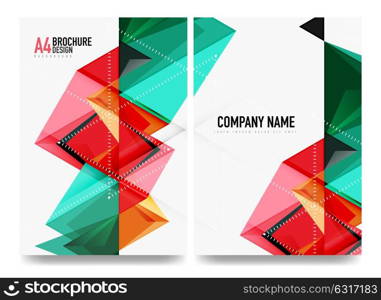 Business brochure cover layout, flyer a4 template. Business brochure cover layout, flyer a4 template. Triangle geometric design