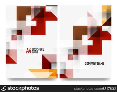 Business brochure cover layout, flyer a4 template. Business brochure cover layout, flyer a4 template. Triangle red and orange geometric design