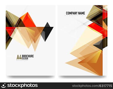 Business brochure cover layout, flyer a4 template. Business brochure cover layout, flyer a4 template. Triangle geometric design