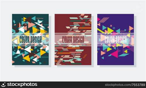 Business brochure design template with hipster stile geometric patterns.