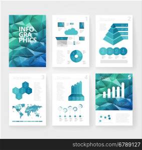 Business brochure design template with infographics. Vector illustration.